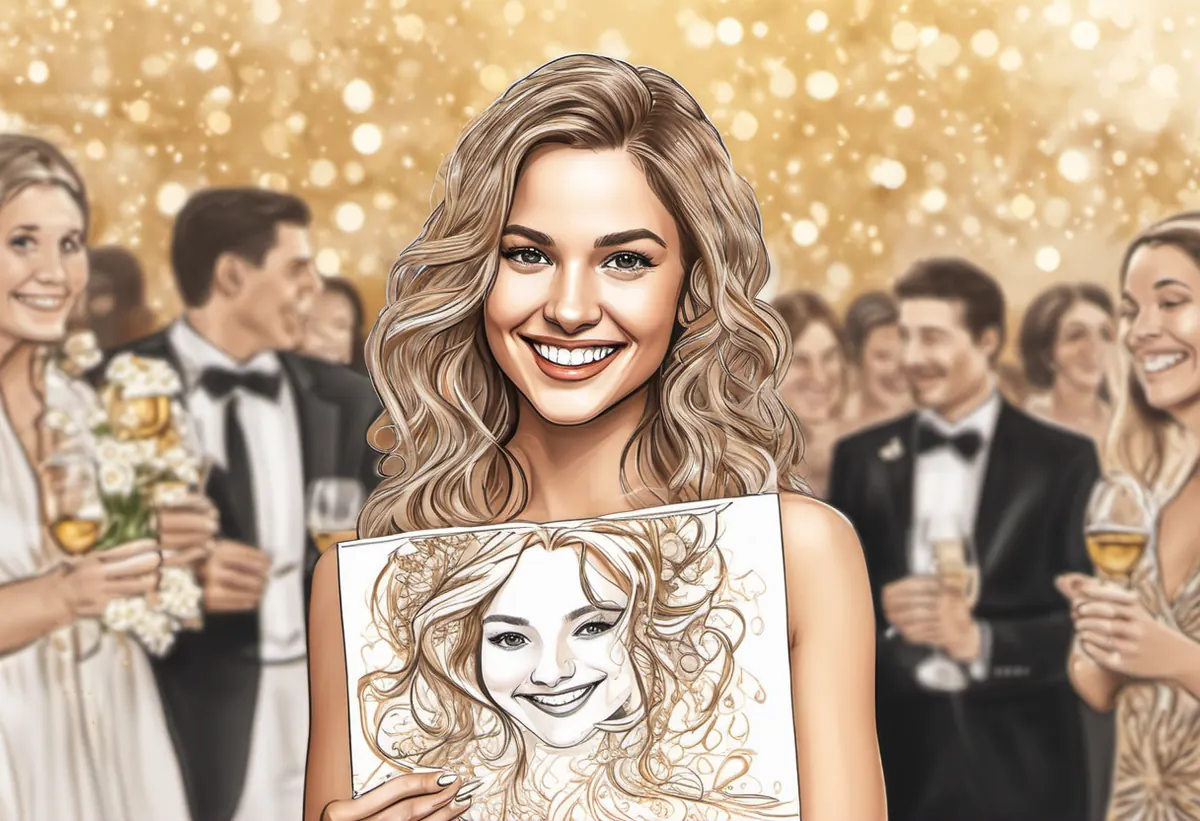 Foto Caricatura com IA em festa de alto padrão (ilustração gerada por IA)