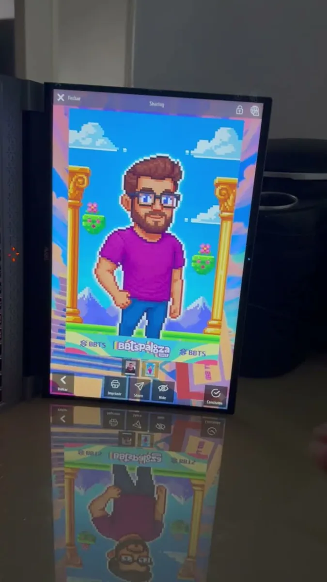 Exemplo de resultado da foto com IA na tela do totem